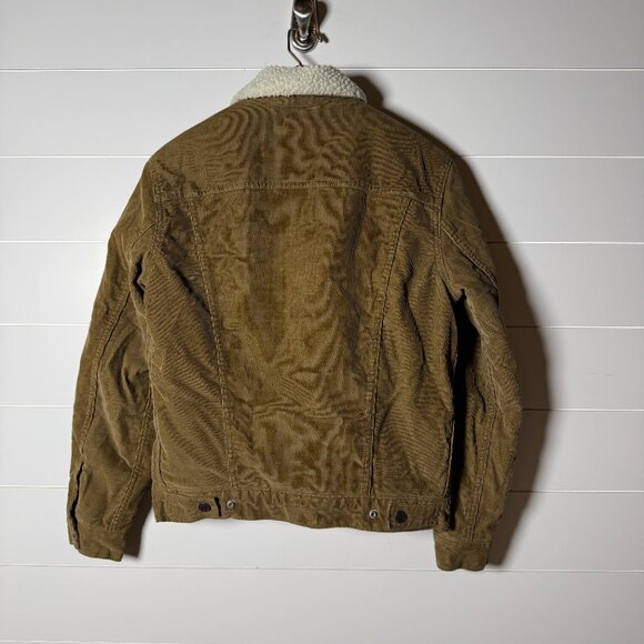 Levi Strauss & Co Brown/Nubuck Corduroy Sherpa Lined Trucker Jacket Size Small - Picture 4 of 13